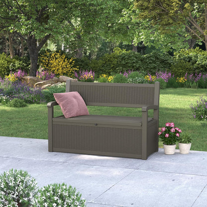70 Gallon Deck Bench with Storage,Outdoor Storage Box Bench Waterproof&Lockable, Resin Patio