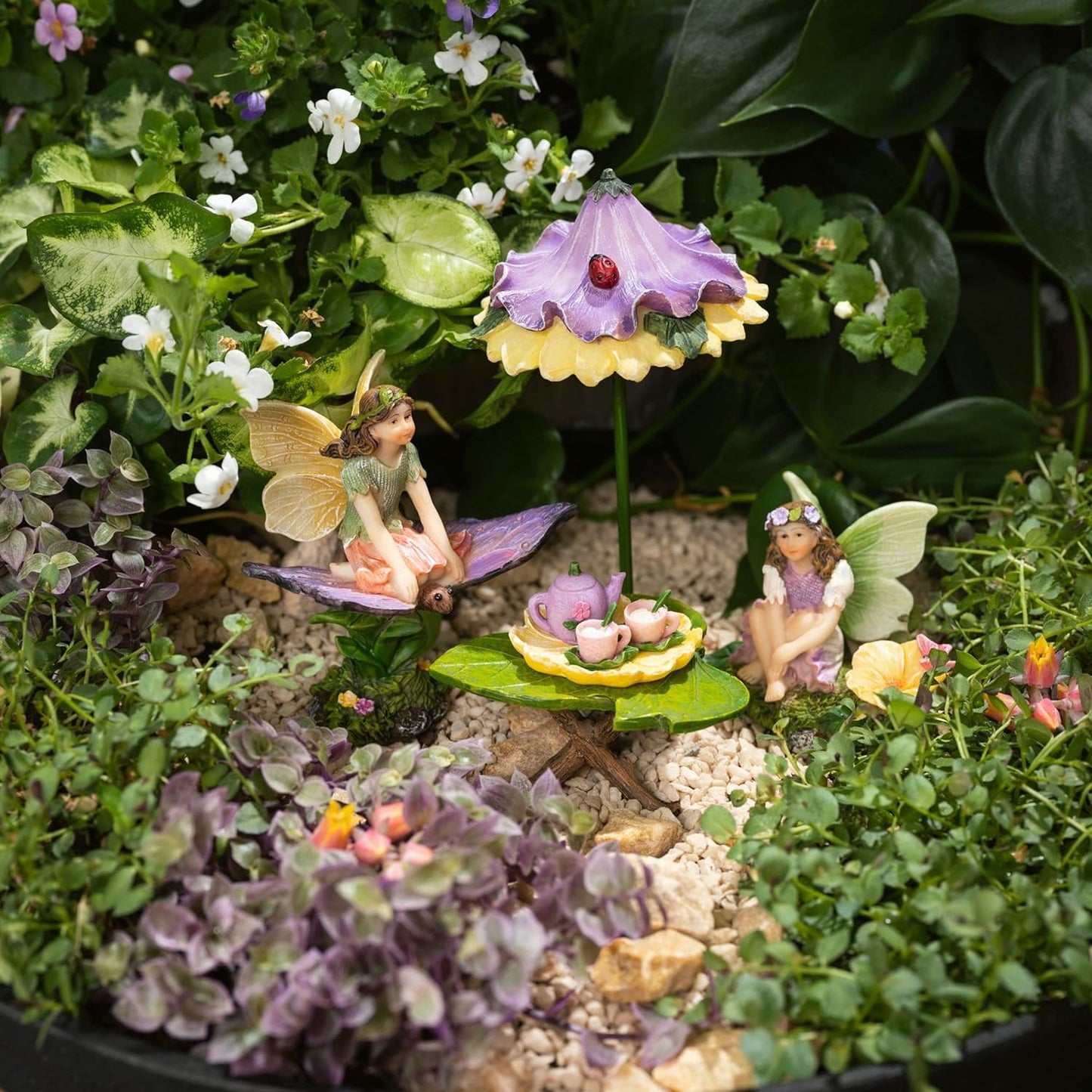 PRETMANNS Fairy Garden Accessories - Adorable Fairies for Gardens, Cute Miniatures with Furniture