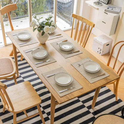 Demetex Burlap Place Mats Set of 6 Heat Resistant Linen Placemats Decorative Wipeable Fabric Table