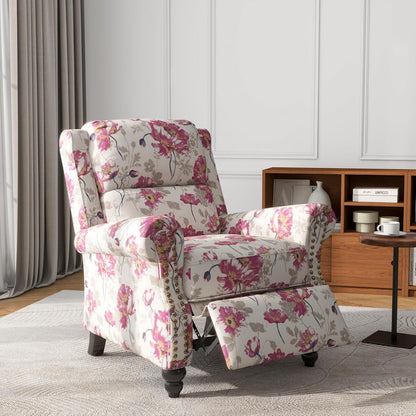 UIXE Pushback Recliner Chair, Fabric Armchair Push Back Accent Chair, Rivet Trim Club Chair Home
