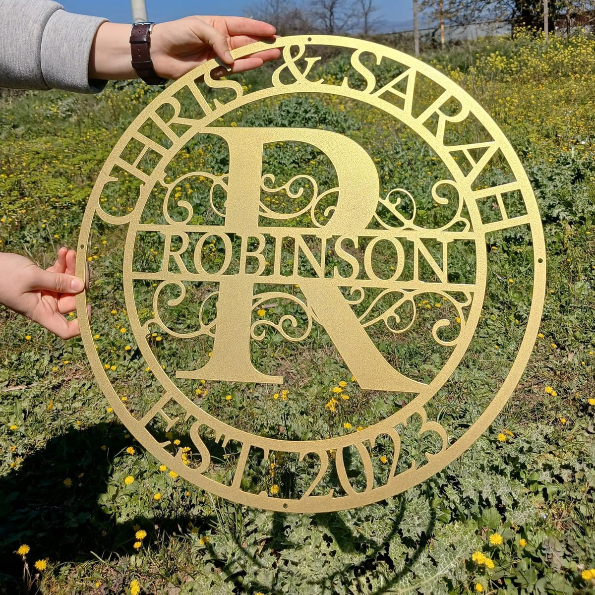 Personalized Family Name Sign, Split Letter Monogram Wall Art Decor, Durable Steel Family Last Name