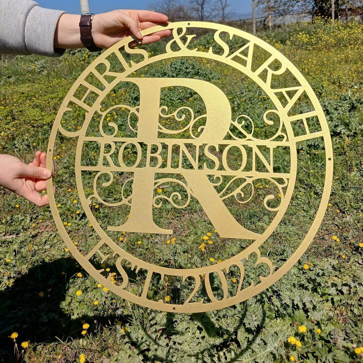Personalized Family Name Sign, Split Letter Monogram Wall Art Decor, Durable Steel Family Last Name