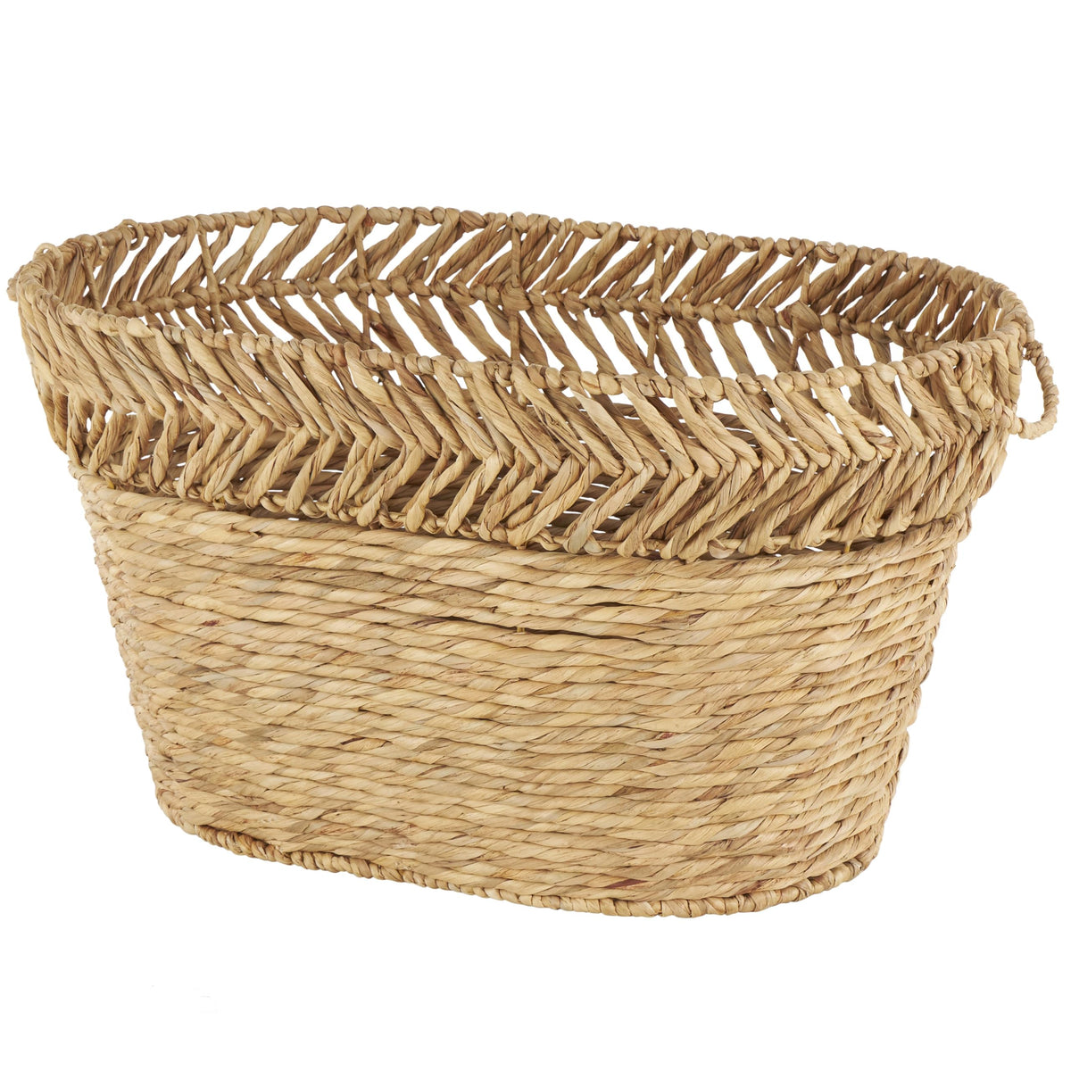 Deco 79 Seagrass Handmade Decorative and Functional Storage Basket Large Woven Oval Basket