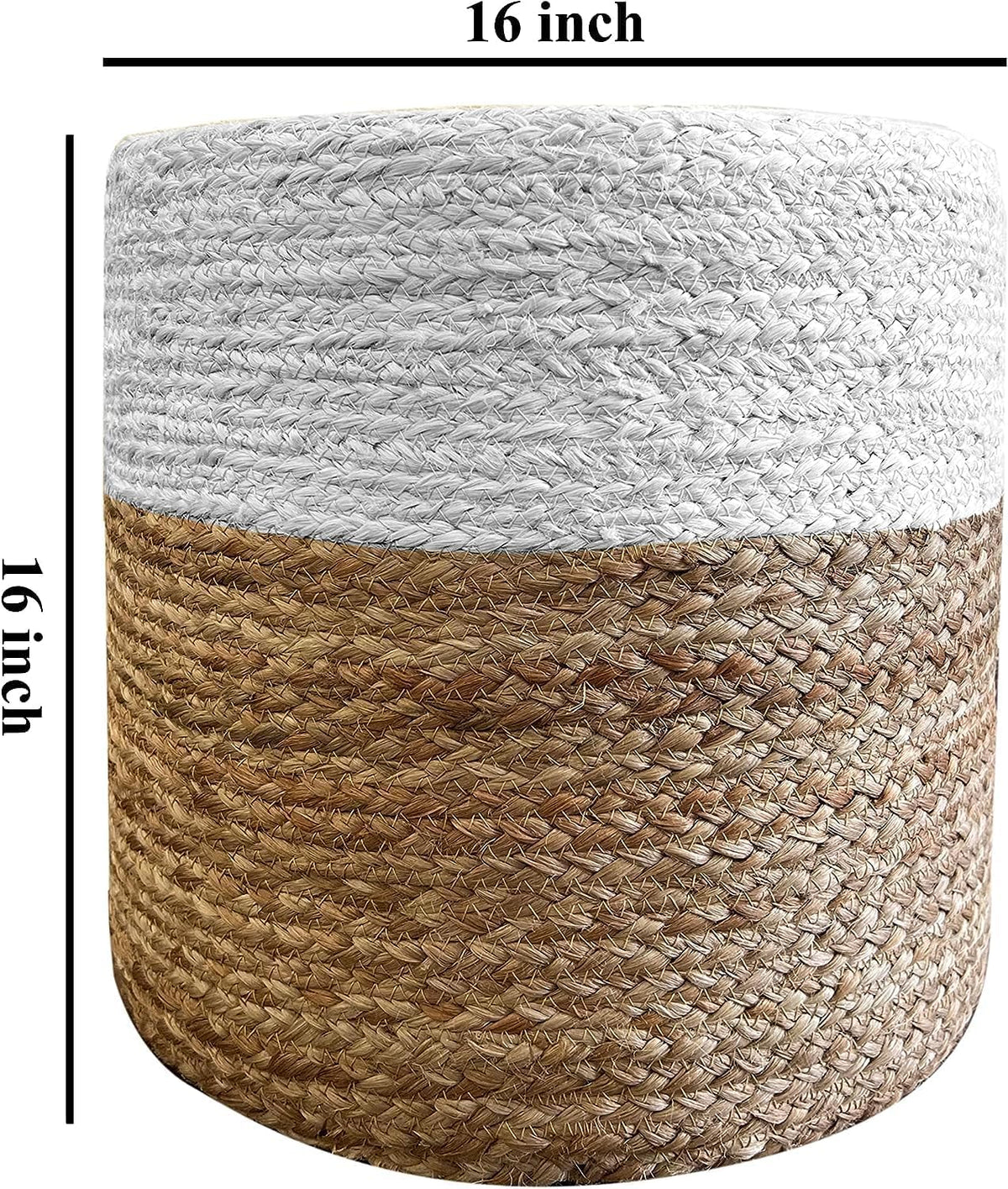 Jute Pouf Ottoman | Footrest Pouf | Hand Braided - Round Boho Pouffe - for Living Room, Bedroom