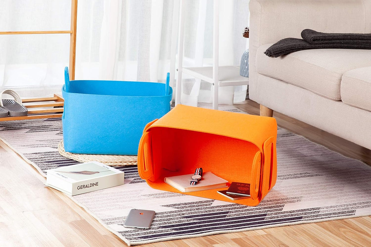 Minoisome Storage Basket Felt Storage Bin Collapsible& Convenient Box Organizer with Carry Handles