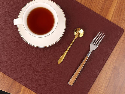 Set of 6 Faux Leather Placemats, PU Table Mats, Waterproof, Stain Resistant, Heat Resistant, Easy
