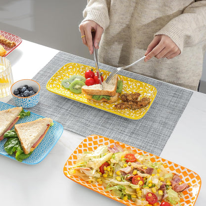 Selamica Ceramic Serving Platters, 14 Inch Serving Trays for Party Entertaining, Large Rectangular
