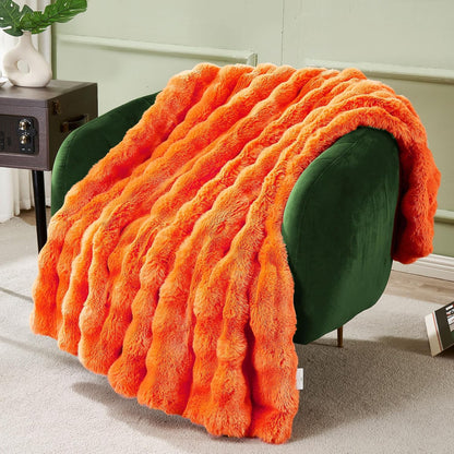 DREAMNINE Decorative Fuzzy Soft Fall Bubble Faux Fur Throw Blanket for Couch 50" x 60",Luxury
