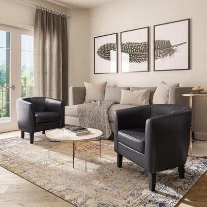 BELLEZE Accent Barrel Chair, Club Tub Sofa Corner Chair with Flared Legs and Cozy Soft Padding for