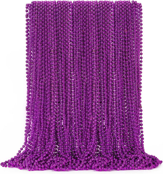 50PCS Mardi Gras Beads, Purple Bead Necklace Party Favors, 33" Necklaces, Festival Parade Throw