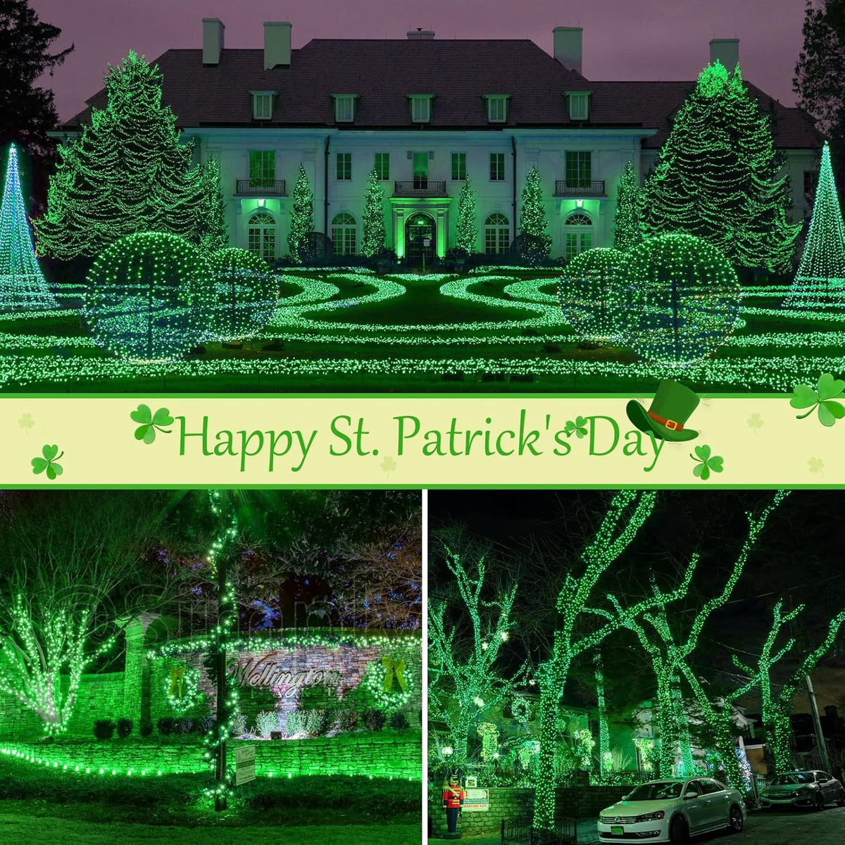 btfarm 4 Pack Solar String Lights Outdoor, 320LED 132FT Halloween Solar Fairy Lights Outside