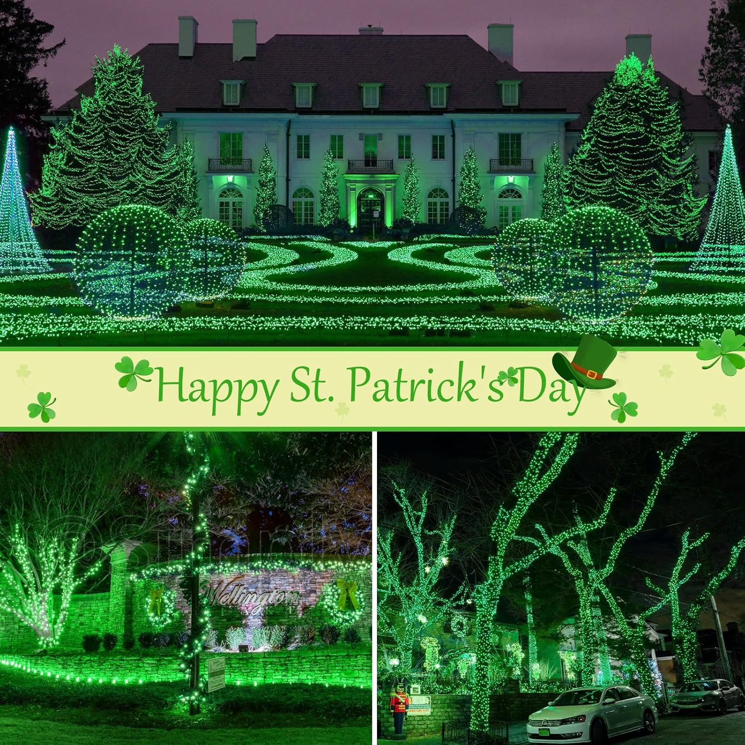 btfarm 4 Pack Solar String Lights Outdoor, 320LED 132FT Halloween Solar Fairy Lights Outside