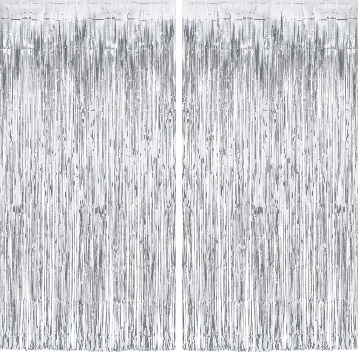 Silver Streamers Metallic Party Backdrop - GREATRIL Foil Fringe Tinsel Curtain for 2026