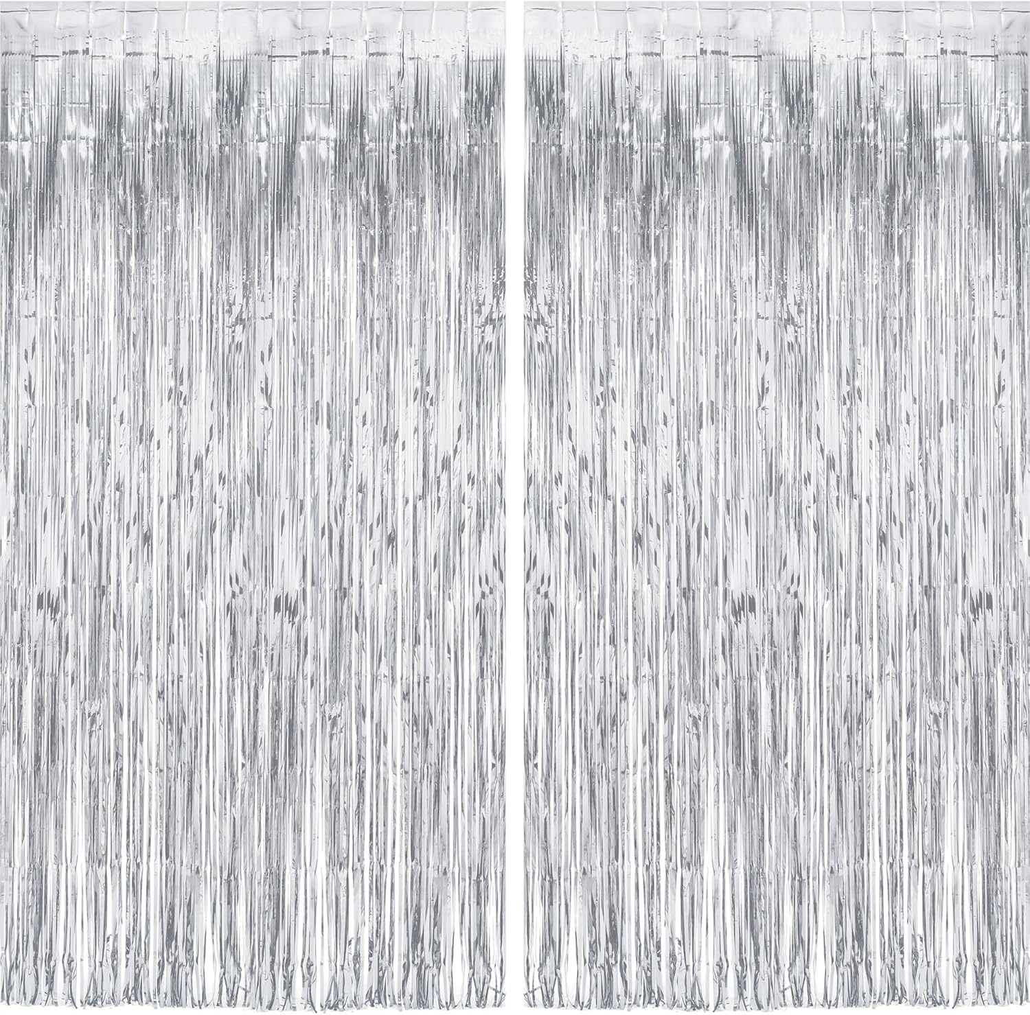 Silver Streamers Metallic Party Backdrop - GREATRIL Foil Fringe Tinsel Curtain for 2026