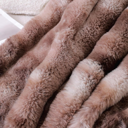 UKELER Ultra Soft Throw Blanket 50''x60'', Brown Fluffy Blankets & Throws Faux Fur Blanket for