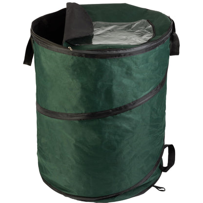 Wakeman Pop Up Outdoor Trash Can, Green, 46 Gallon