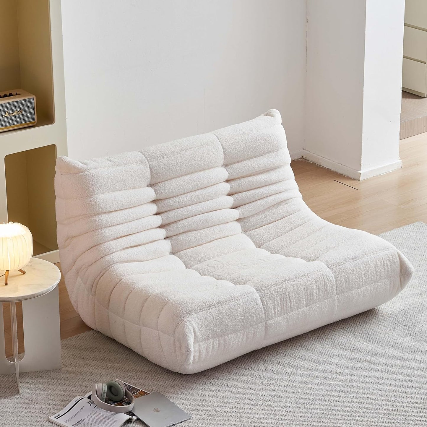 Bean Bag Chair for Adults, Oversized Loveseat Fireside Chair Comfy Lazy Floor Sofa, 2 Seater Lazy