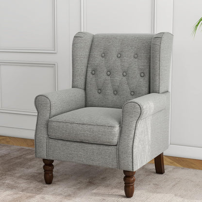 Lumibee High Back Accent Chair,Upholstered Wingback Armchair with Solid Wood Legs for Small