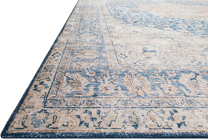 Loloi Layla Collection LAY-07 Blue/Tangerine 2'-6" x 7'-6" .13" Thick Runner Rug, Soft, Durable