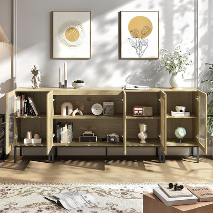 Farmhouse TV Stand for TVs up to 85 Inch, Entertainment Center TV Console with Storage Cabinets and