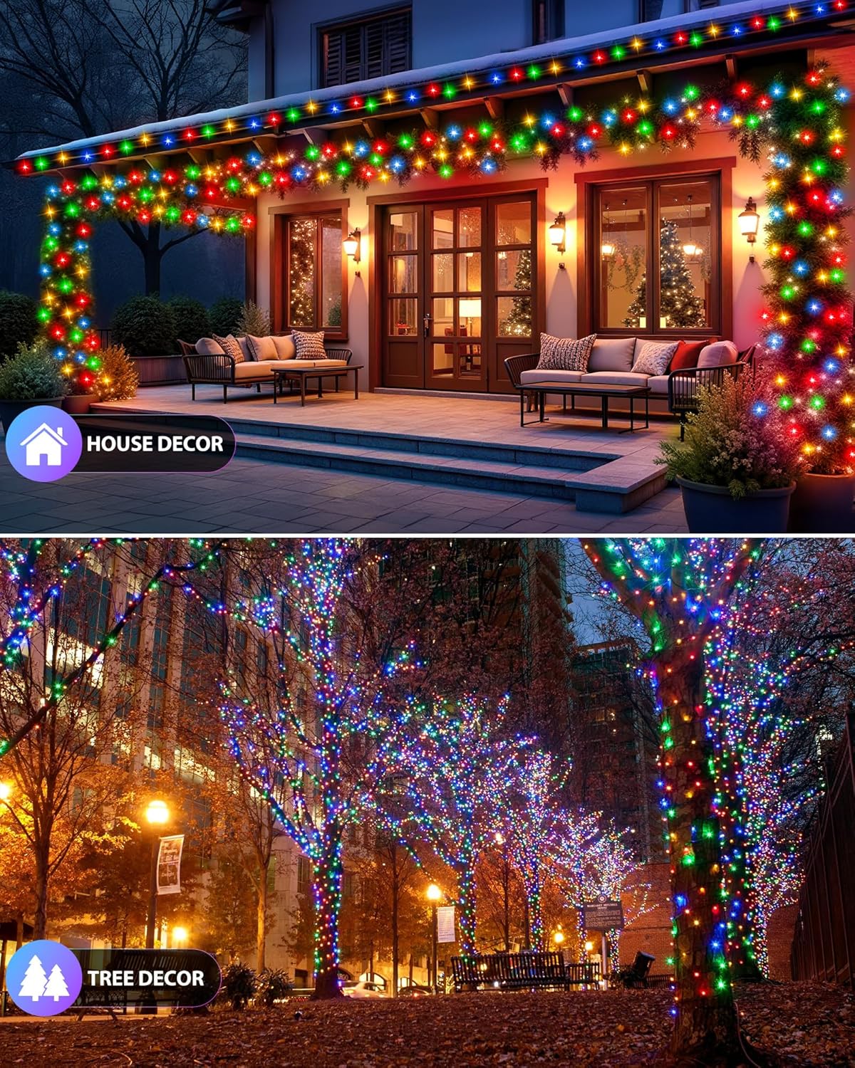 Brightown 2 Pack Solar String Lights Outdoor, Each 46Ft 120 LED Solar String Lights for Outside