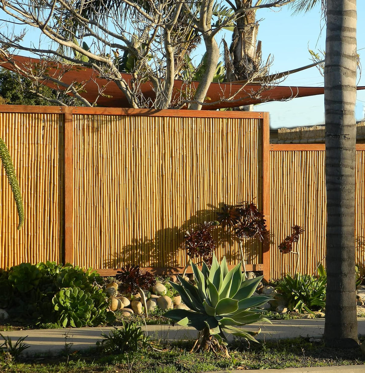 Backyard X-Scapes Natural Bamboo Fencing Decorative Rolled Fence Panel 0.75 in D x 4 ft H x 8 ft L