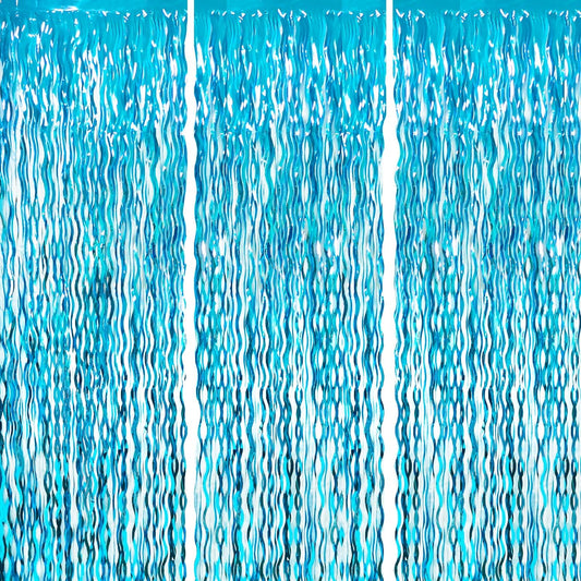 Goer Metallic Tinsel Foil Fringe Curtains for Party Photo Backdrop Wedding Decor (3 Pcs,Wavy Light