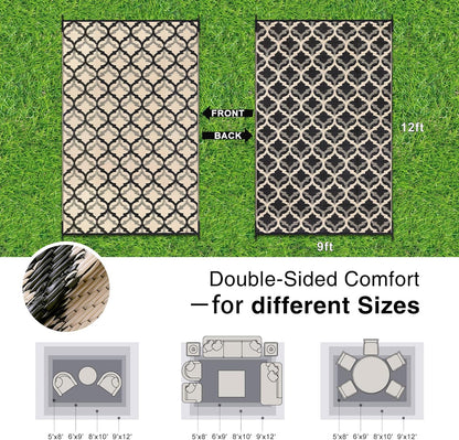 OLANLY Reversible Outdoor Rug 9x12 ft Clearance, Waterproof Outdoor Plastic Straw Rug with