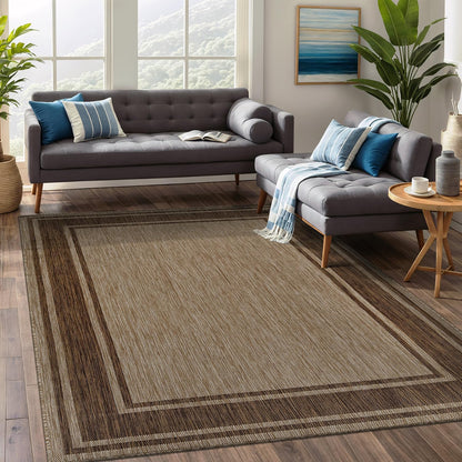 Beverly Rug Outdoor Rug 8x10 Modern Bordered Area Rugs for Indoor and Outdoor Patio Deck Porch