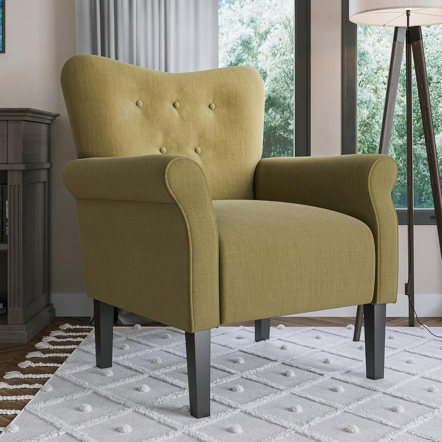 BELLEZE Modern Accent Chair, High Back Armchair, Upholstered Wingback Side Chair, Padded Single