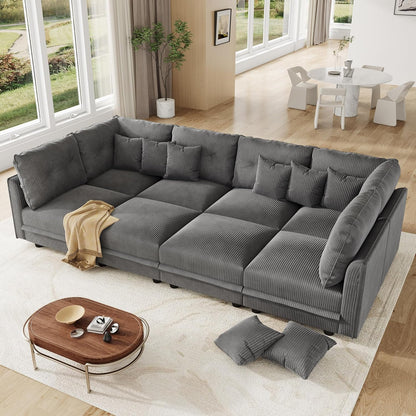 LLappuil Modular Sectional Sofa with Storage Seats, Corduroy Convertible Modular U Shaped Sectional
