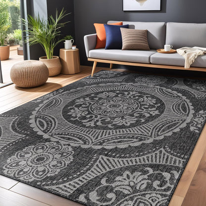 Medallion Outdoor Rug 5x7 Washable Outside Carpet for Indoor Patio Porch Waterproof Easy Cleaning