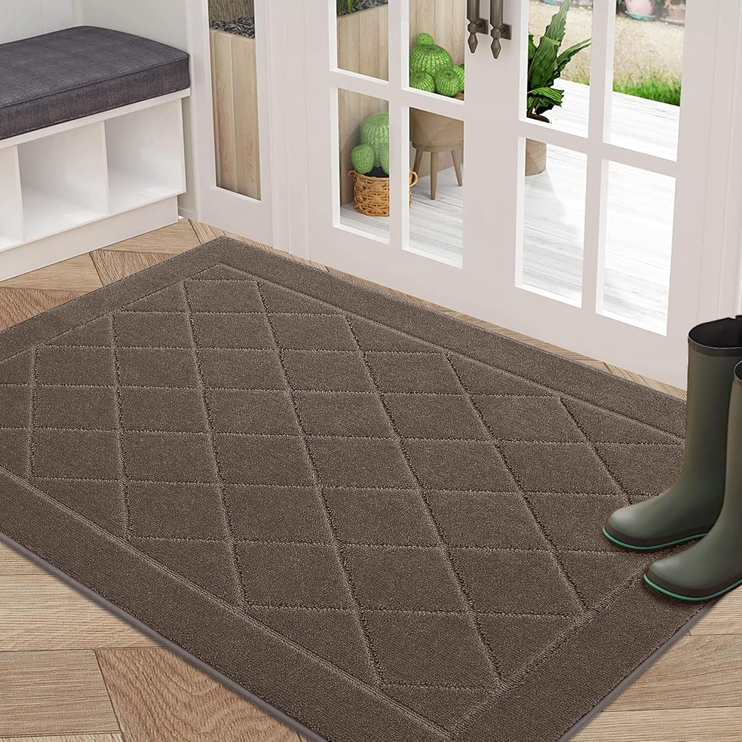 BEQHAUSE Dirt Trapper Door Mat 32" x 48", Doormat Non-Slip Entryway Rugs Washable, Dog Door Mat