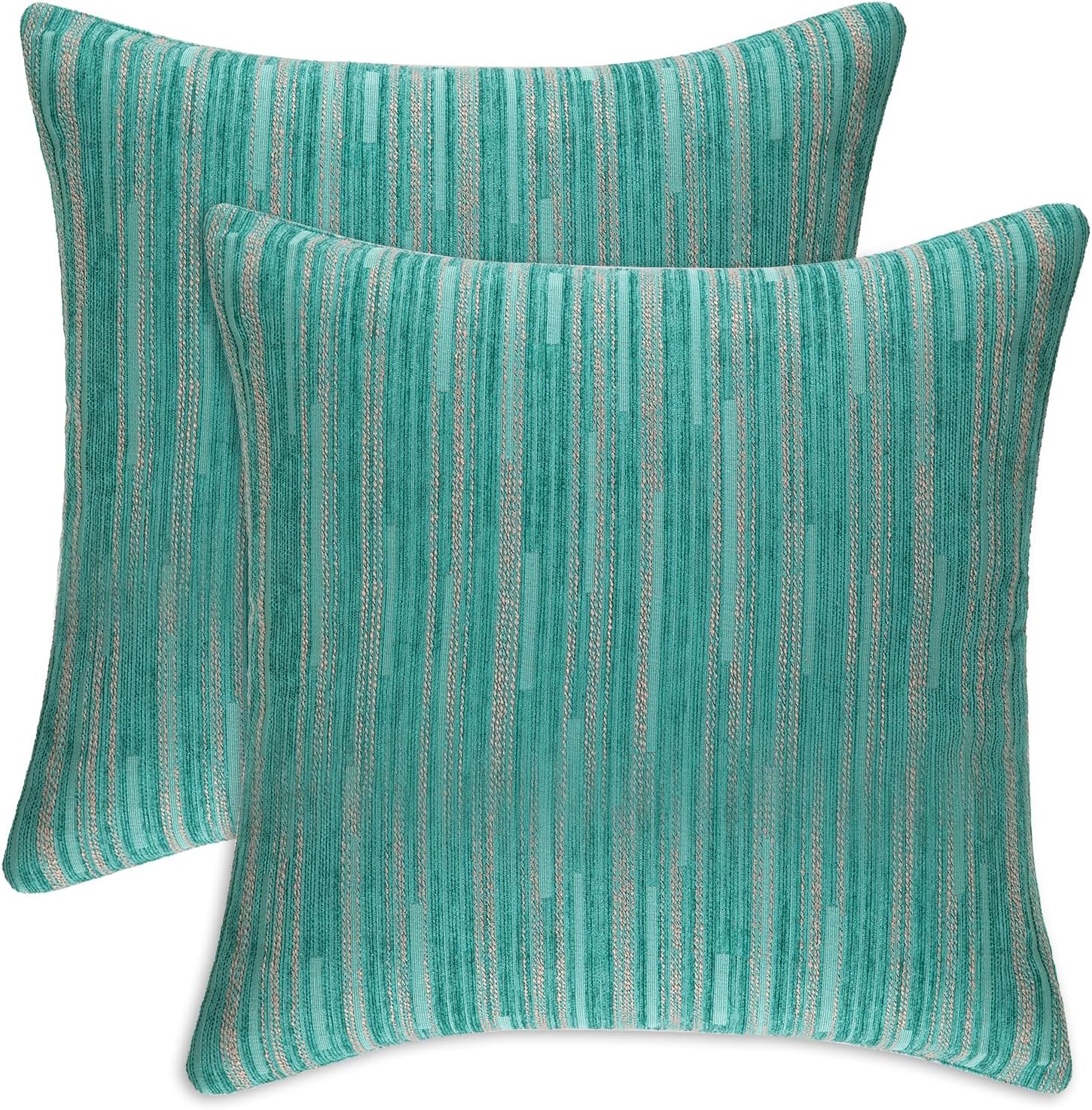Yeiotsy Decorative Pillow Covers Teal, Pack of 2, Modern Striped Throw Pillow Cases Geometric