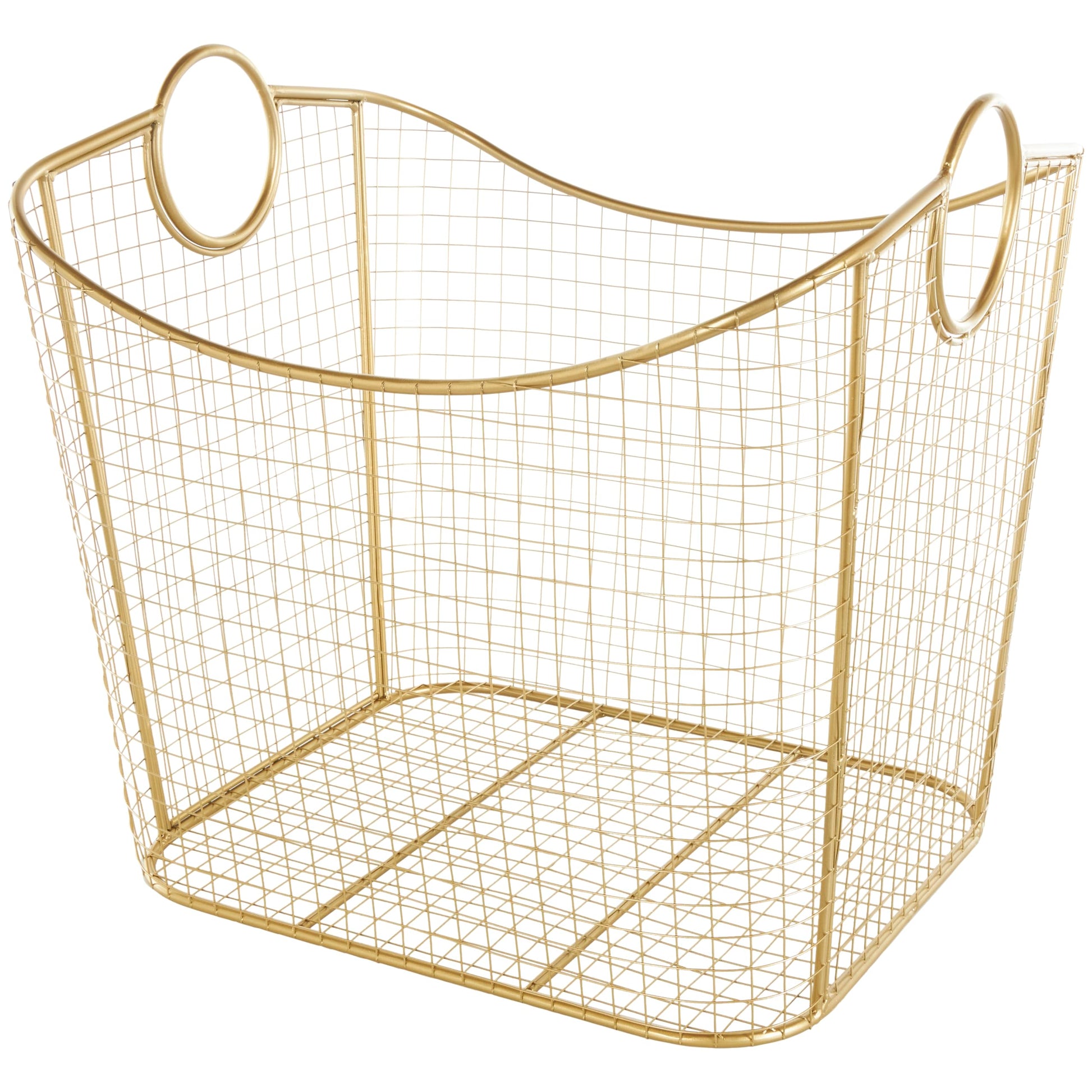 Deco 79 Metal Storage Basket, Basket 20" x 18" x 19", Gold