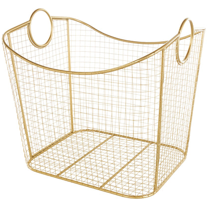 Deco 79 Metal Storage Basket, Basket 20" x 18" x 19", Gold