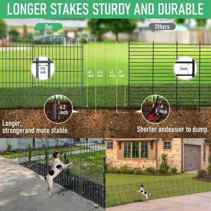 10 Panels Garden Fence Dog Fence Outdoor for Yard, 40in H x 23.6ft L Rustproof Metal Fencing with