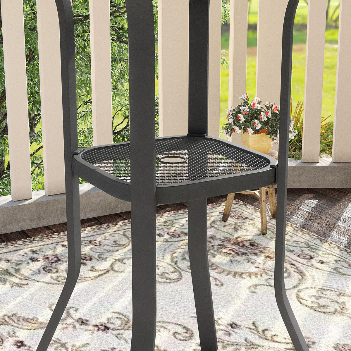 VICLLAX 35.5" Round Outdoor Bar Table, Bar Height Patio Table with Adjustable Umbrella Hole for