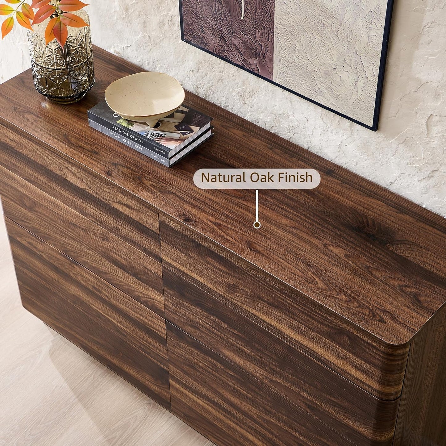 8 Drawer Dresser for Bedroom, 52 Inch Wide Modern Chest of Drawers, Push-to-Open Wood Storgae