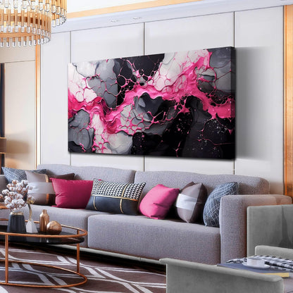 GUGIKA Pink Wall Art for Living Room, Abstract Canvas Wall Decor for Bedroom Decor, Modern Print