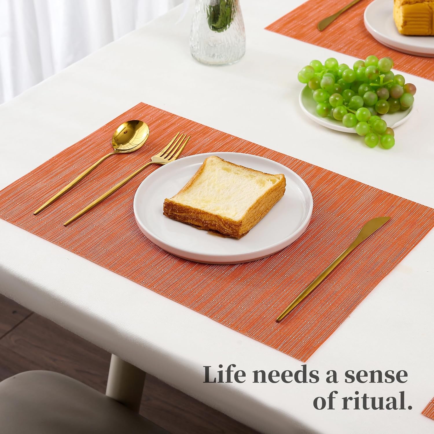 Leetaltree Orange Placemats Set of 12 - Heat Resistant Non-Slip Place mats for Dining Table