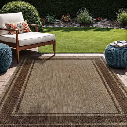Beverly Rug Outdoor Rug 8x10 Modern Bordered Area Rugs for Indoor and Outdoor Patio Deck Porch