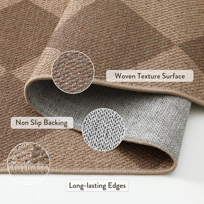 Lahome Checkered Easy Jute Rug, 2x3 Entryway Rug Indoor Outdoor Front Door Mat, Farmhouse Neutral