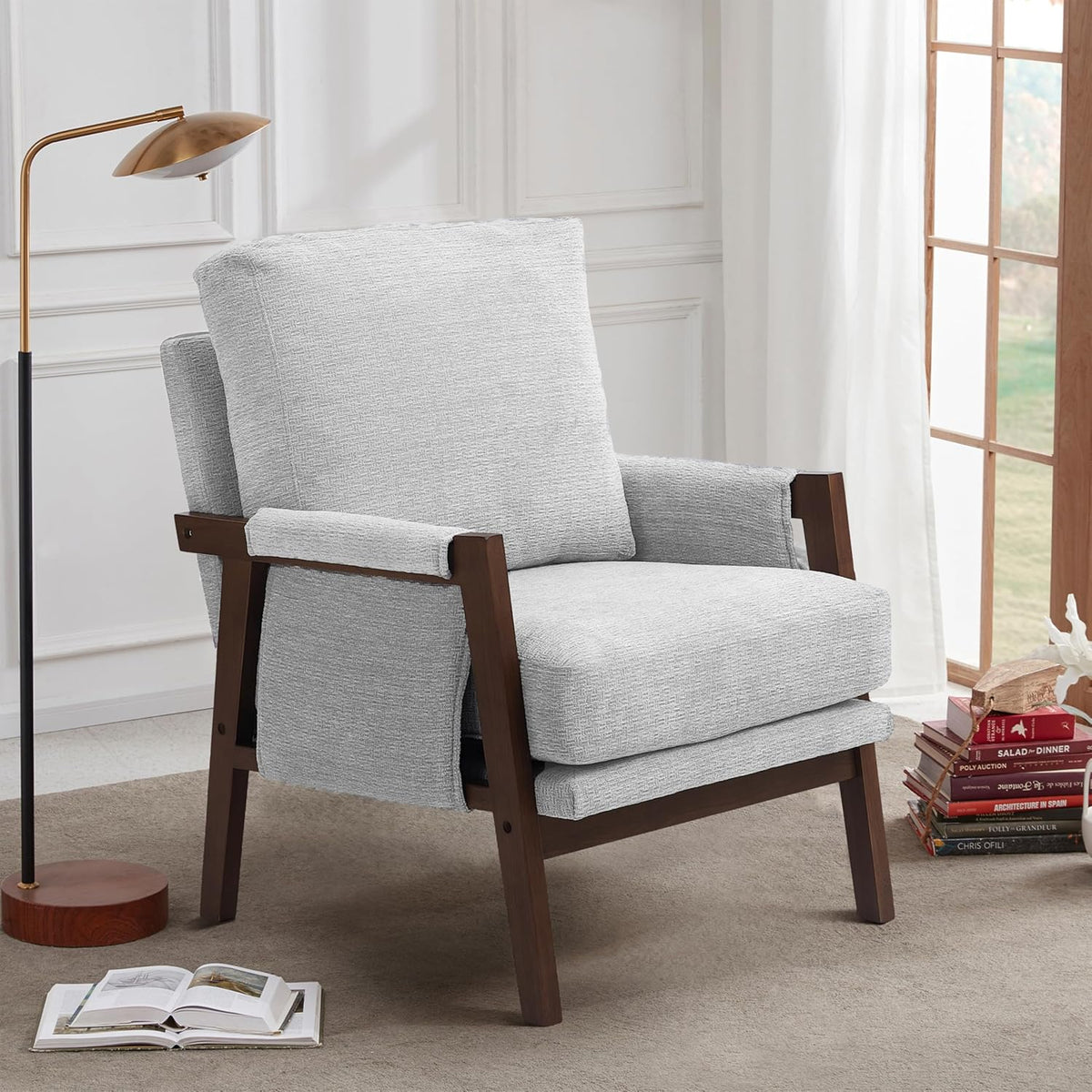 Modern Accent Chair for Living Room Mid Century Arm Chair Upholstered Bedroom Chair Comfy Lounge