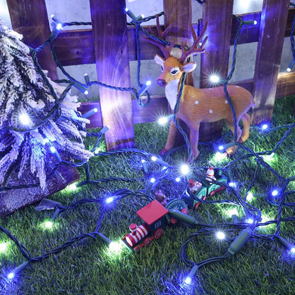Brizled Blue & White Christmas Lights, 33ft 100 LED 5MM Wide Angle Christmas Lights, Mini String