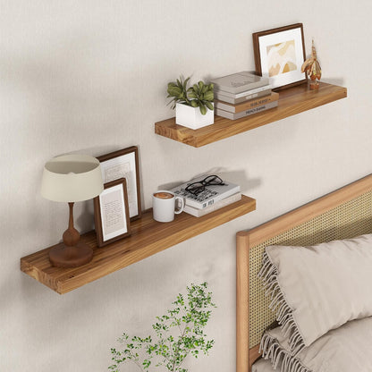 Axeman Floating Shelves for Wall - 32''W x 8'' D Rustic Solid Elm Wood Shelves for Storage, Wall