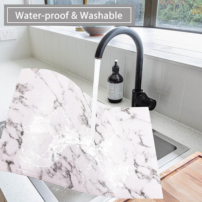 Marble Faux Leather PU Placemats, Set of 6, Easy to Clean, Heat & Stain Resistant for Dining