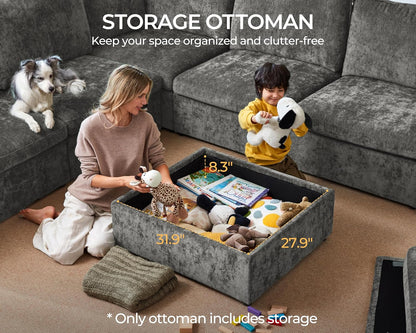 Oversized Modular Sofa Comfy Cloud Couch with Storage, Extra Deep Plush Sectional Sofa Set for