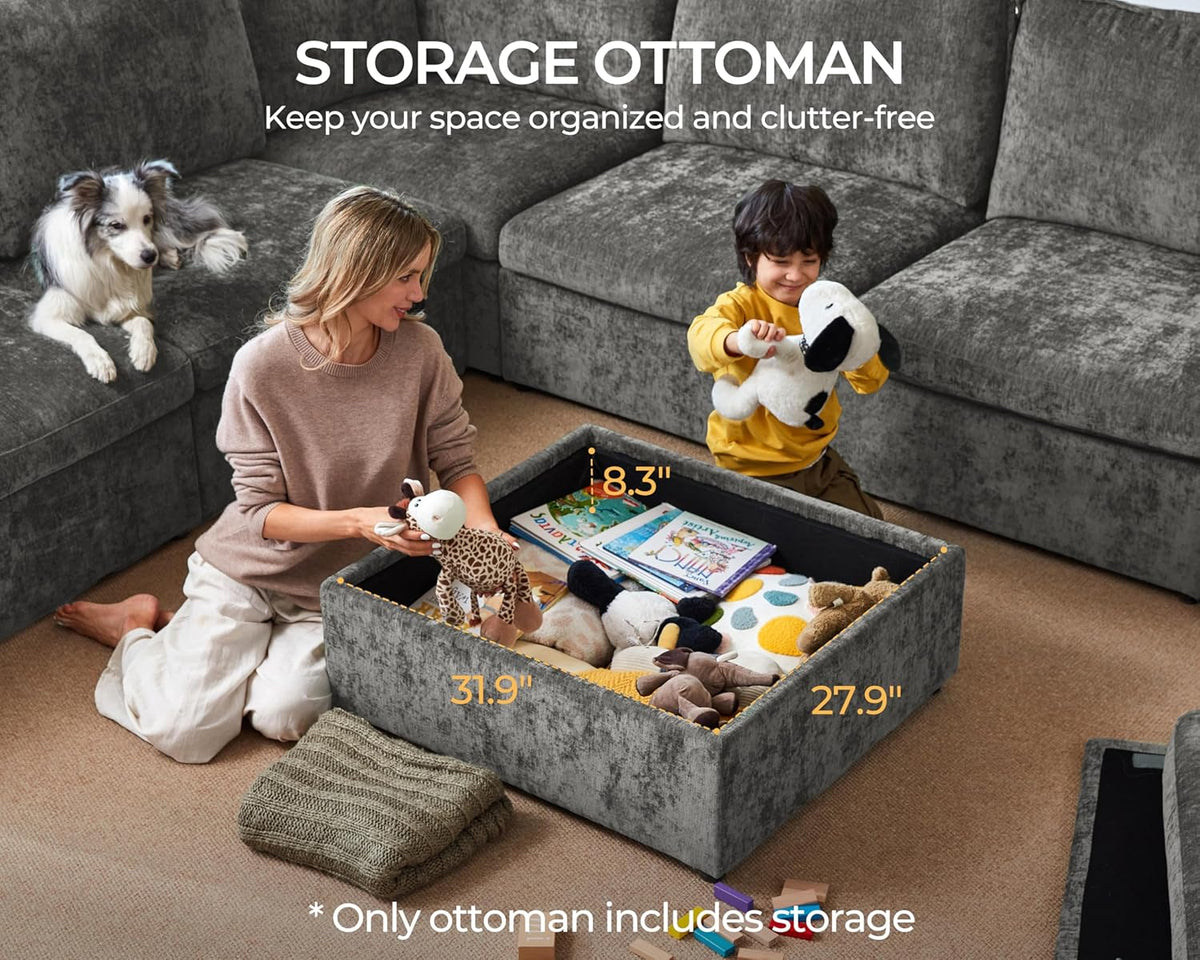 Oversized Modular Sofa Comfy Cloud Couch with Storage, Extra Deep Plush Sectional Sofa Set for