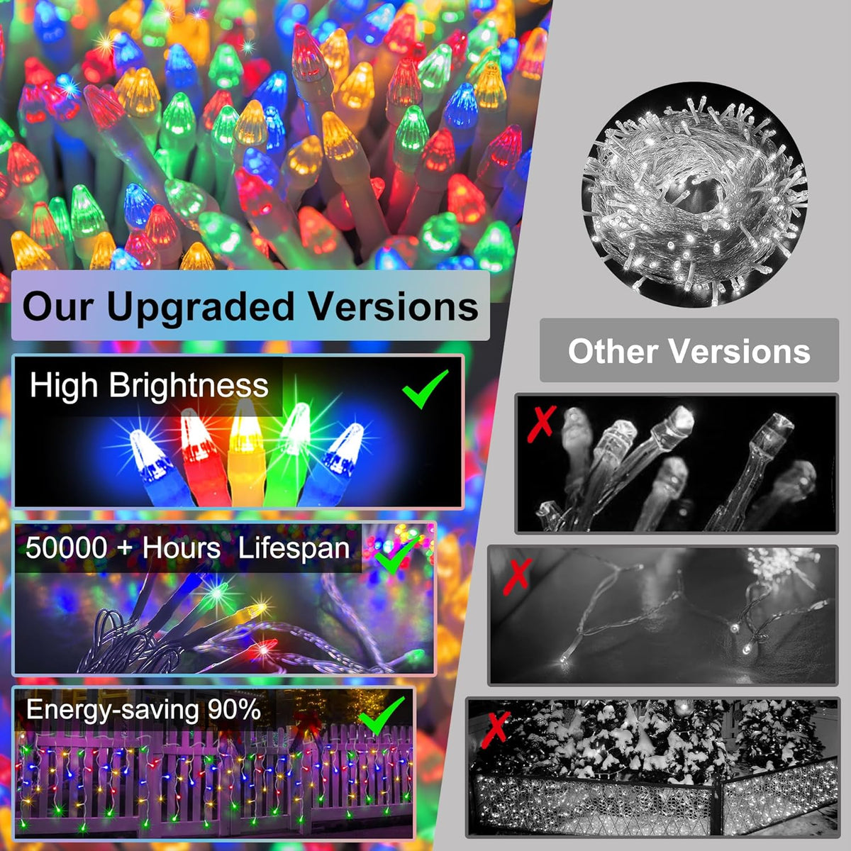 1332 LED 132FT Christmas Lights with 296 Drops, 12 Modes Dimmable Multicolor Outdoor Hanging Lights